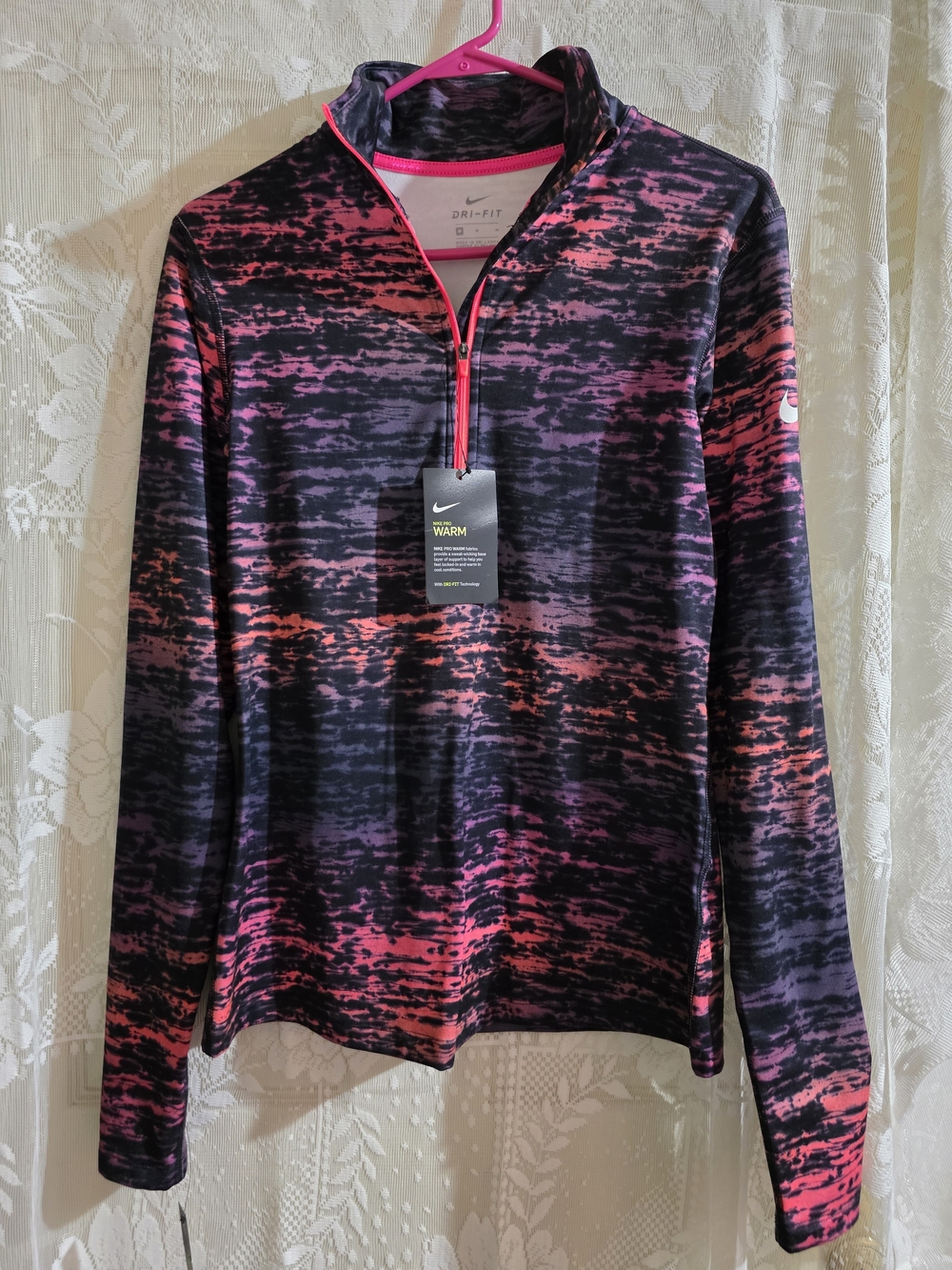 Nike Women’s Dri-FIT Pink & Black Half-Zip Performance Pullover
